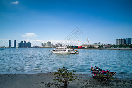 海景露台海口城市风光背景