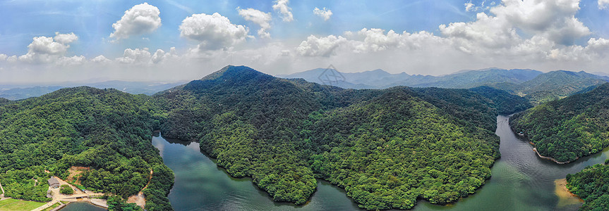 千湖之省俯瞰湖北木兰天池全景长片背景