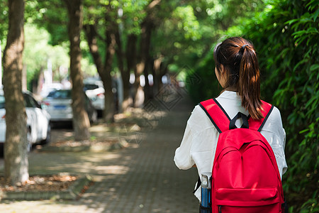 电脑前学习的背影大学生背着书包背影背景