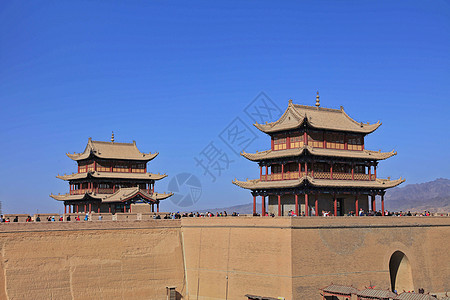 中式建筑甘肃嘉峪关景区背景