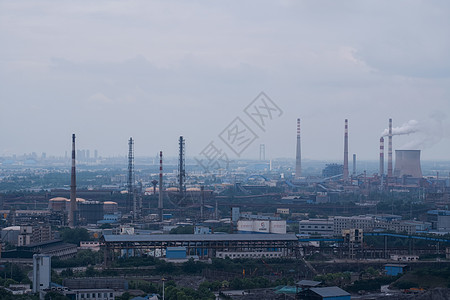 武汉钢铁工厂厂房烟囱背景图片