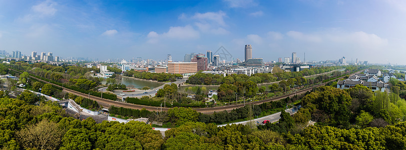 嘉兴城市全景风光铁路高清图片素材