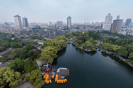 城市风光月湖海曙区高清图片