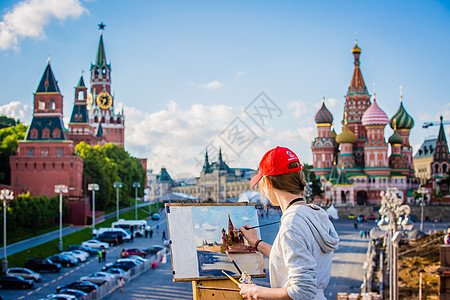 俄罗斯莫斯科红场艺术写生背景图片