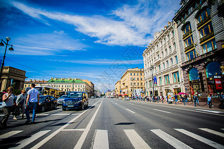 俄罗斯圣彼得堡建筑交通出行背景图片