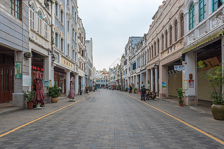 海南海口骑楼老街背景