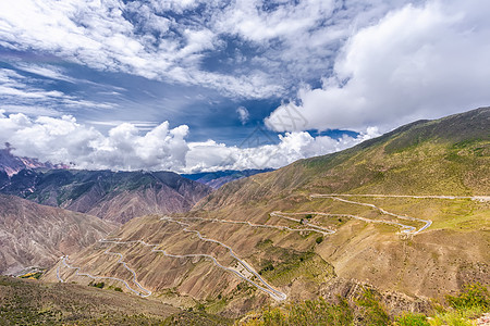 川藏线公路西藏九十九道拐背景