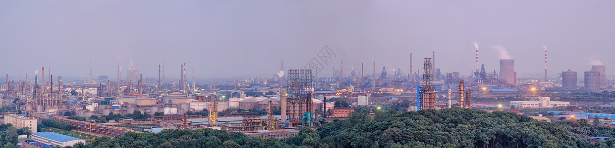 污染城市武汉钢铁工厂车间烟囱全景长片背景