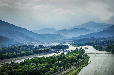 俯瞰山四川都江堰青城山背景