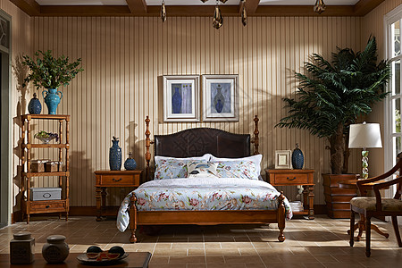 卧室壁画中式床高清图片