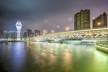 上海滨江雨夜夜景高清图片素材