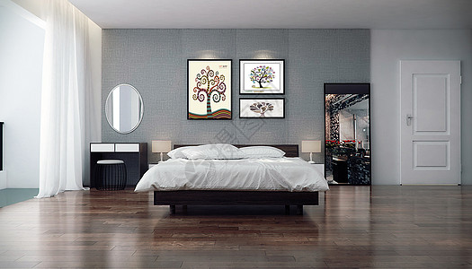 现代卧室效果图图片