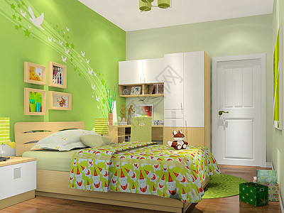 绿色系儿童房效果图图片