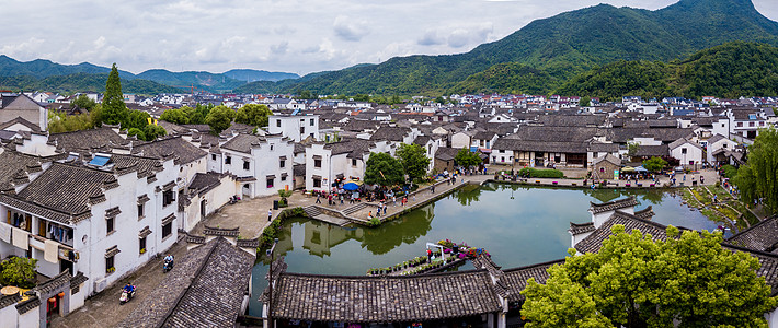 长城全景龙门古镇砚池全景背景