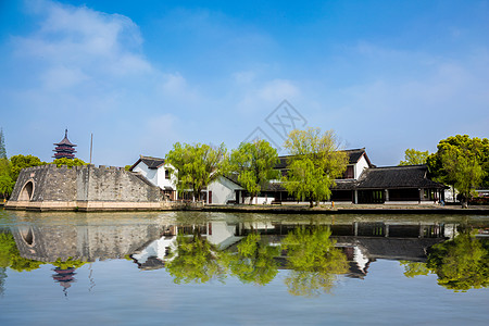 嘉兴南站嘉兴南湖景区风光背景