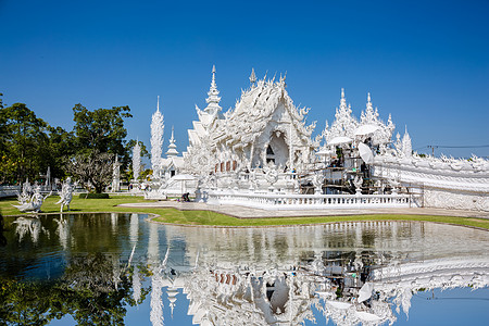 泰国大理石寺泰国泰国清莱灵光寺白庙背景