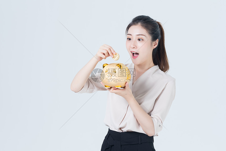 商务女性理财存钱