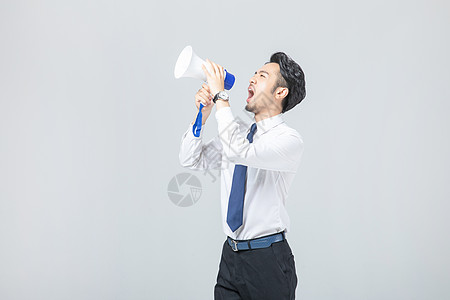 职场人士商务男性喊话背景