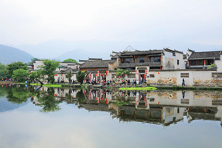 黄山水墨画水墨江南 黄山宏村背景