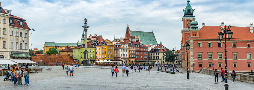 波兰华沙老城全景图背景图片