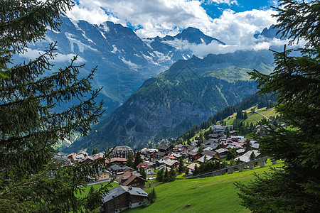 湖光山色瑞士自然风光背景图片
