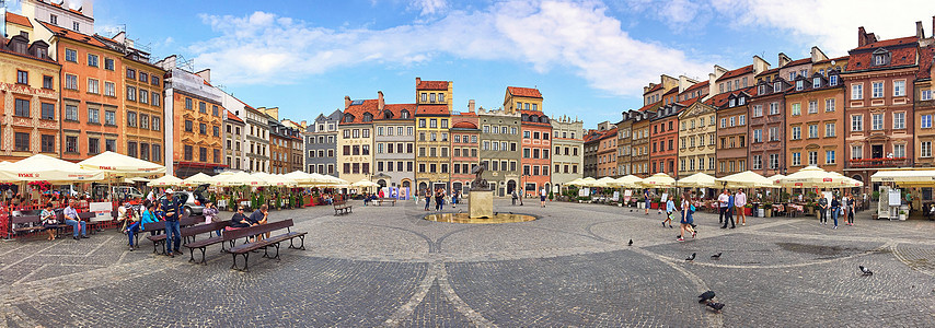 波兰华沙老城广场全景图图片