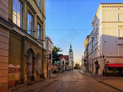 波兰克拉科夫老城清晨街景图片
