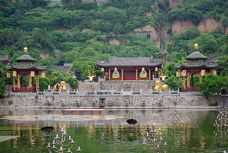 水塘风景陕西华清池风景背景