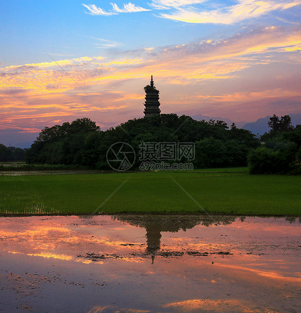 田园夕照安庆太平塔图片