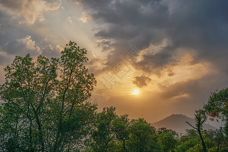 尼泊尔博卡拉萨朗科观景台背景