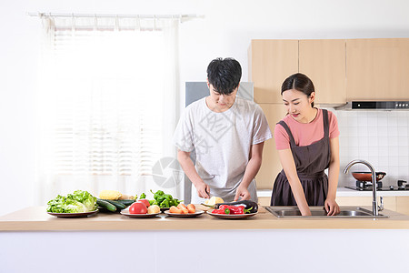 家庭生活厨房做饭背景图片