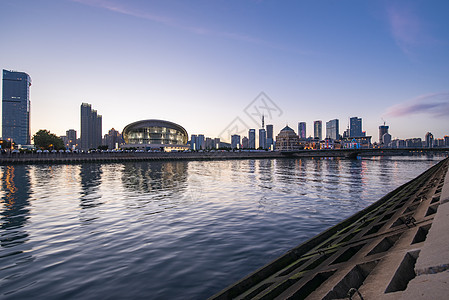 远景夜景海滨城市大连背景