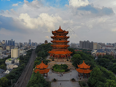 武汉地标景点黄鹤楼城市高清图片素材