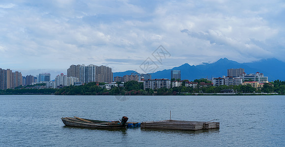 庐山脚下九江甘棠湖景背景图片