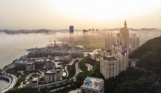 大连城市建筑群大连一方城堡背景