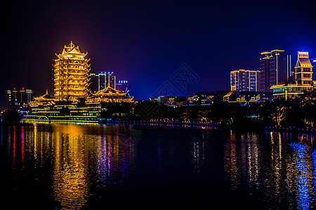 醉月桥夜景四川眉山夜景背景