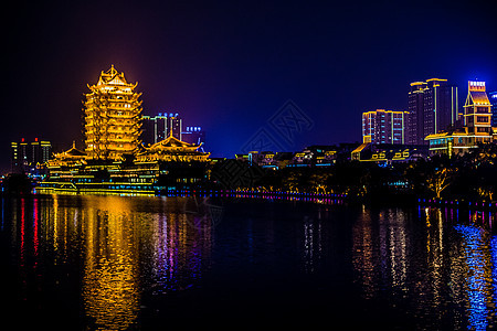 四川眉山夜景东坡城市湿地公园高清图片素材