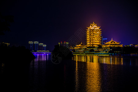 四川眉山醉月桥夜景高清图片