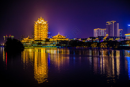 醉月桥夜景四川省眉山背景