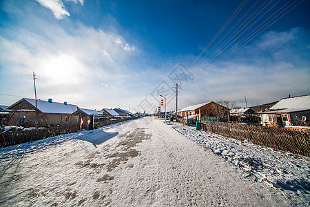 雪地村庄漠河北红村雪景背景