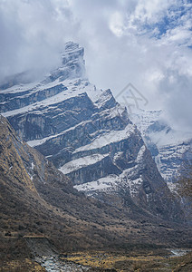 尼泊尔徒步路线ABC雪山高清图片