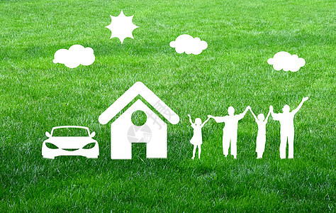 绿色环保家庭剪纸高清图片素材