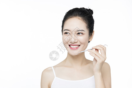 口腔牙齿美白护理女性背景图片