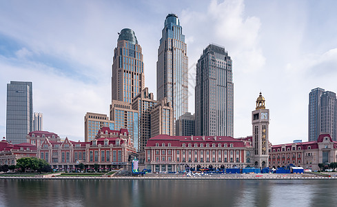 天津市背景天津海河津湾广场景色背景