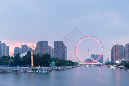 天津市夜景不同天气下的天津之眼背景