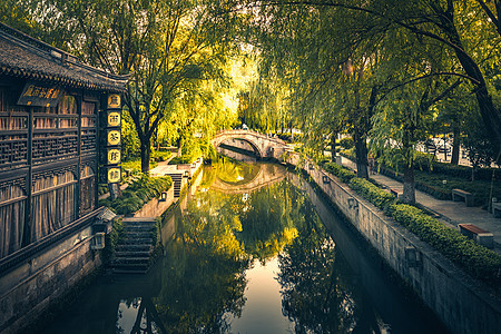 绍兴古城水道背景图片