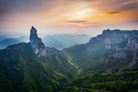 神仙居观音山夕照浙江图片素材