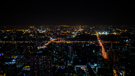 泰国建筑曼谷市中心夜景景色背景