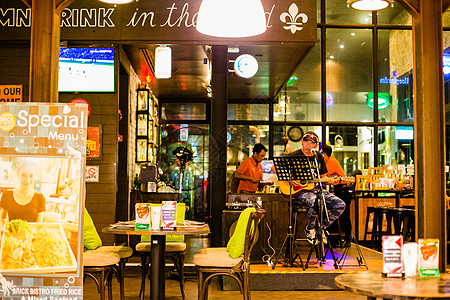 河畔夜市酒吧曼谷夜市酒吧背景