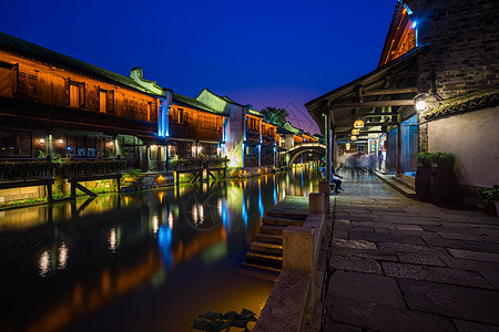 小樽运河夜晚乌镇夜景背景